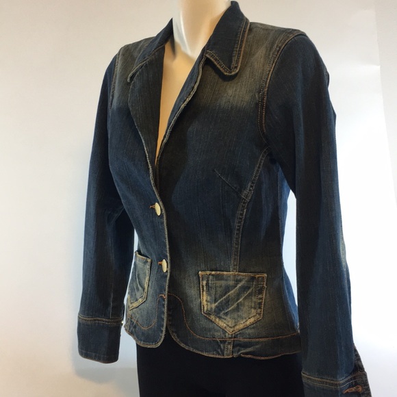 - Marciano jacket denim worn once embellished on the back sz S real - Picture 3 of 7